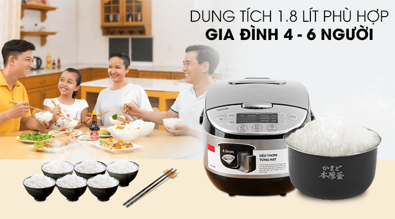 Nồi cơm điện tử Toshiba 1.8 lít RC-18DR2PV(K)