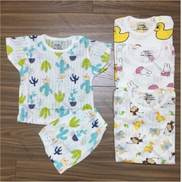 Bộ cotton giấy cộc tay cài vai hàng Việt Nam chất lượng cao