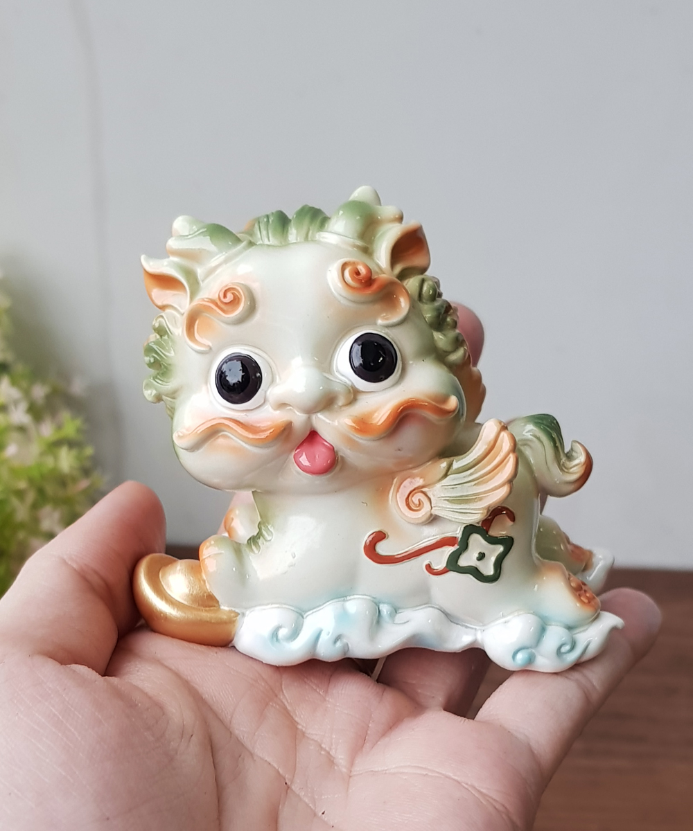 [HCM]Cặp Kỳ Lân sứ size lớn 8x7cm màu trắng