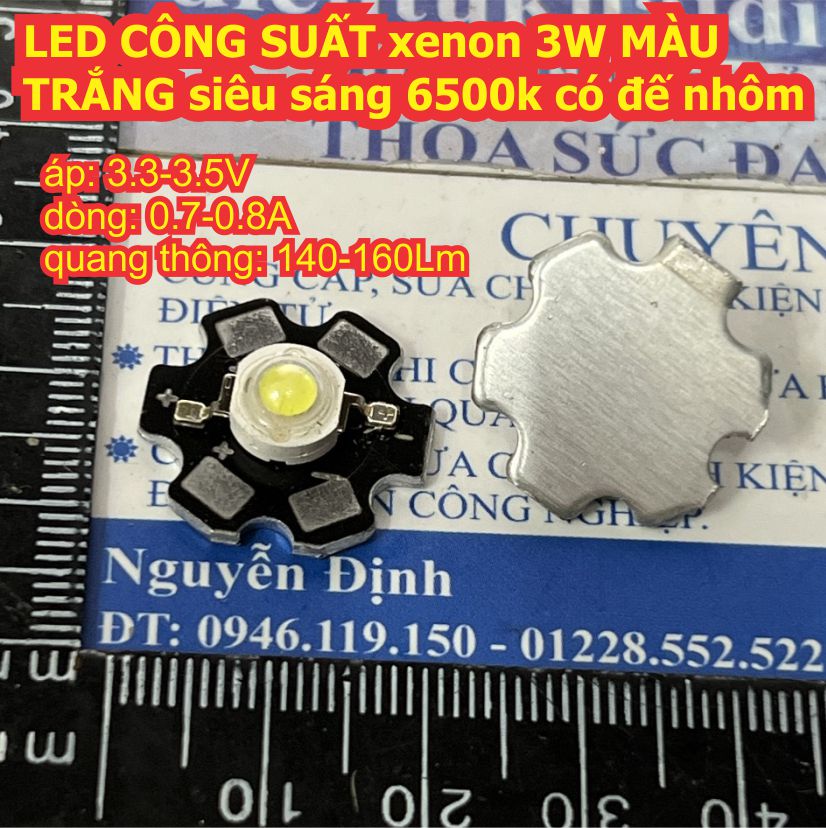 5 con LED CÔNG SUẤT xenon Luxeon 3W MÀU TRẮNG siêu sáng 6500k có đế nhôm kde1629
