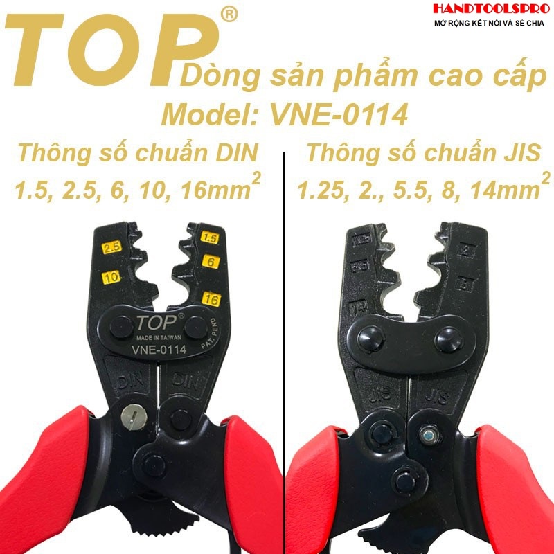Kìm bấm đầu cosse số 14 TOP VNE-0114 (1.25-14mm2)