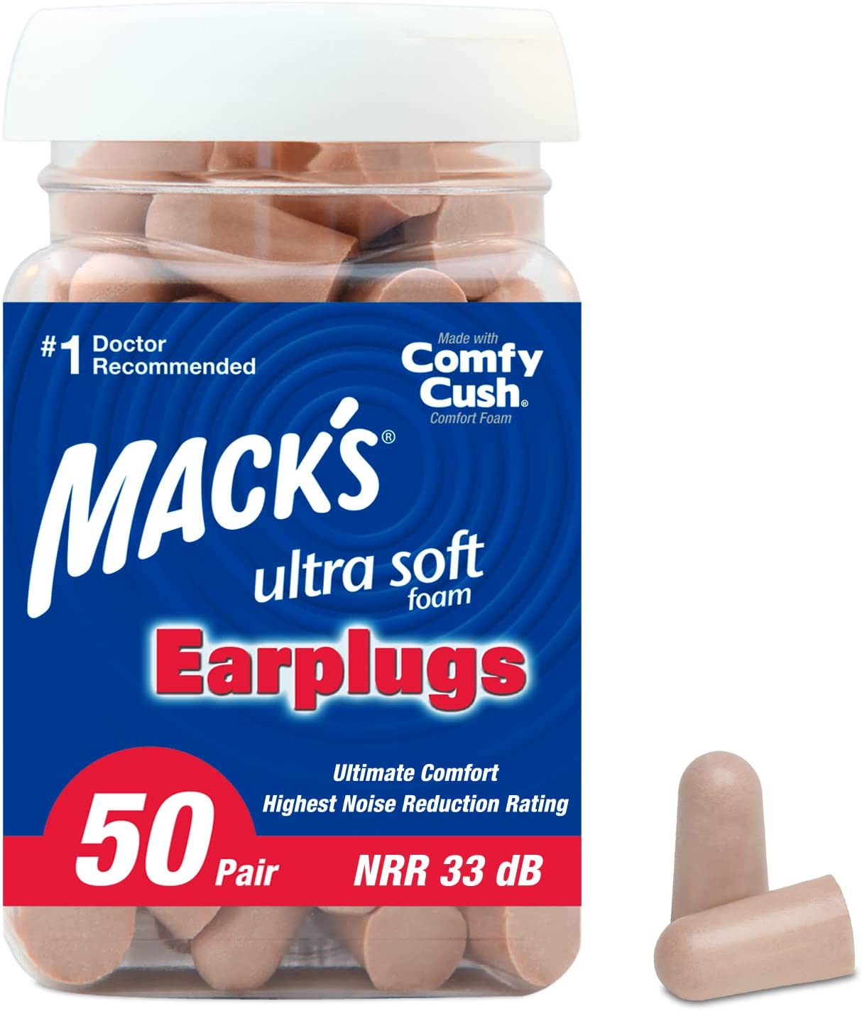 Mack's Ultra Soft Foam Earplugs Nút bịt tai chống ồn 33dB 50 cặp
