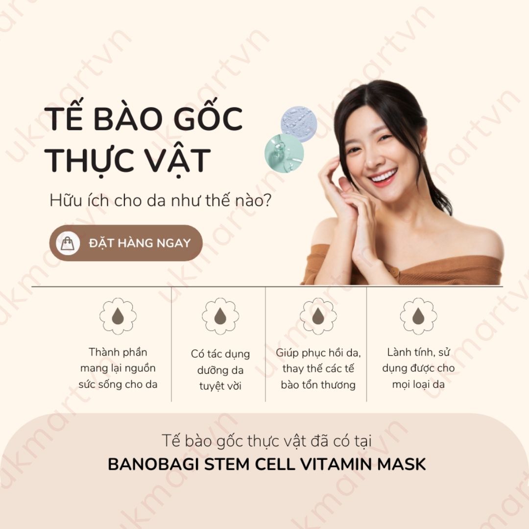 Mặt Nạ Giấy Dưỡng Ẩm Trắng Da Banobagi Stem Cell Vitamin Mask 30ml
