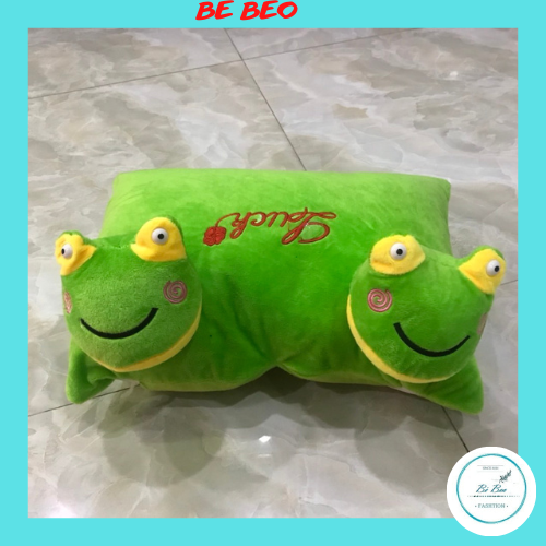Gối đi xe máy 2 đầu cho bé - Ếch - Xanh lá