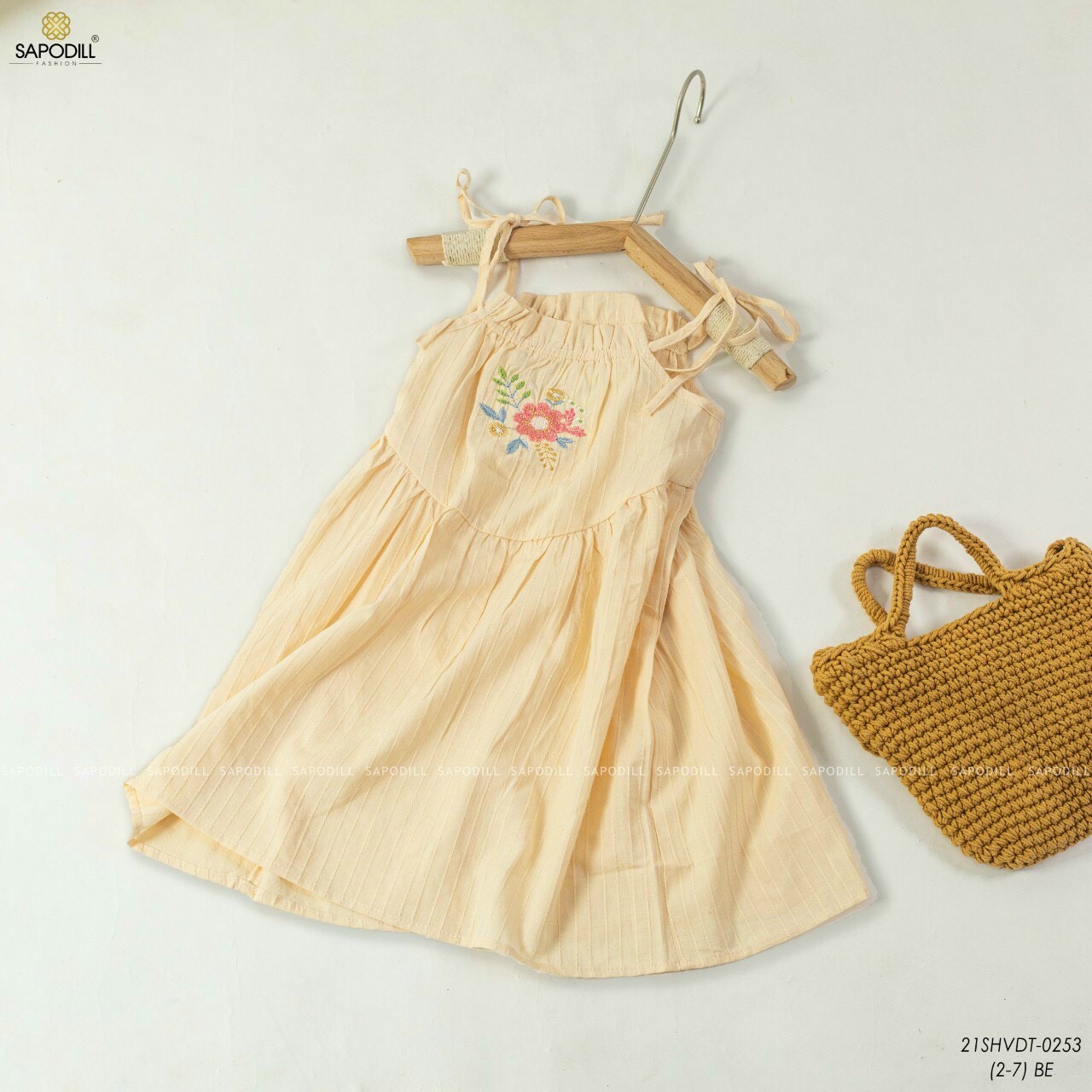 [SIZE NHÍ] ĐẦM 2 DÂY THÊU HOA TINH TẾ