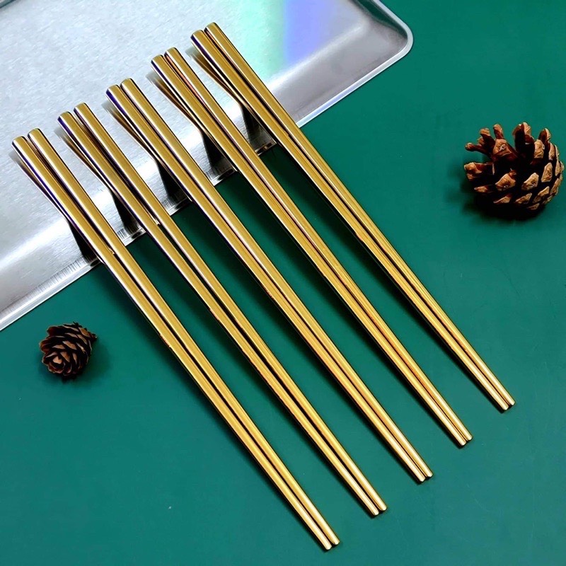 Bộ đũa muỗng vàng inox cao cấp Hàn Quốc