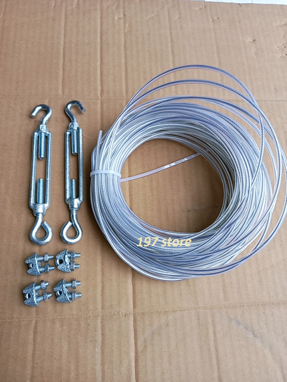 100m dây cáp bọc nhựa 3mm ( kèm 4 khóa cáp và 2 tăng đơ)