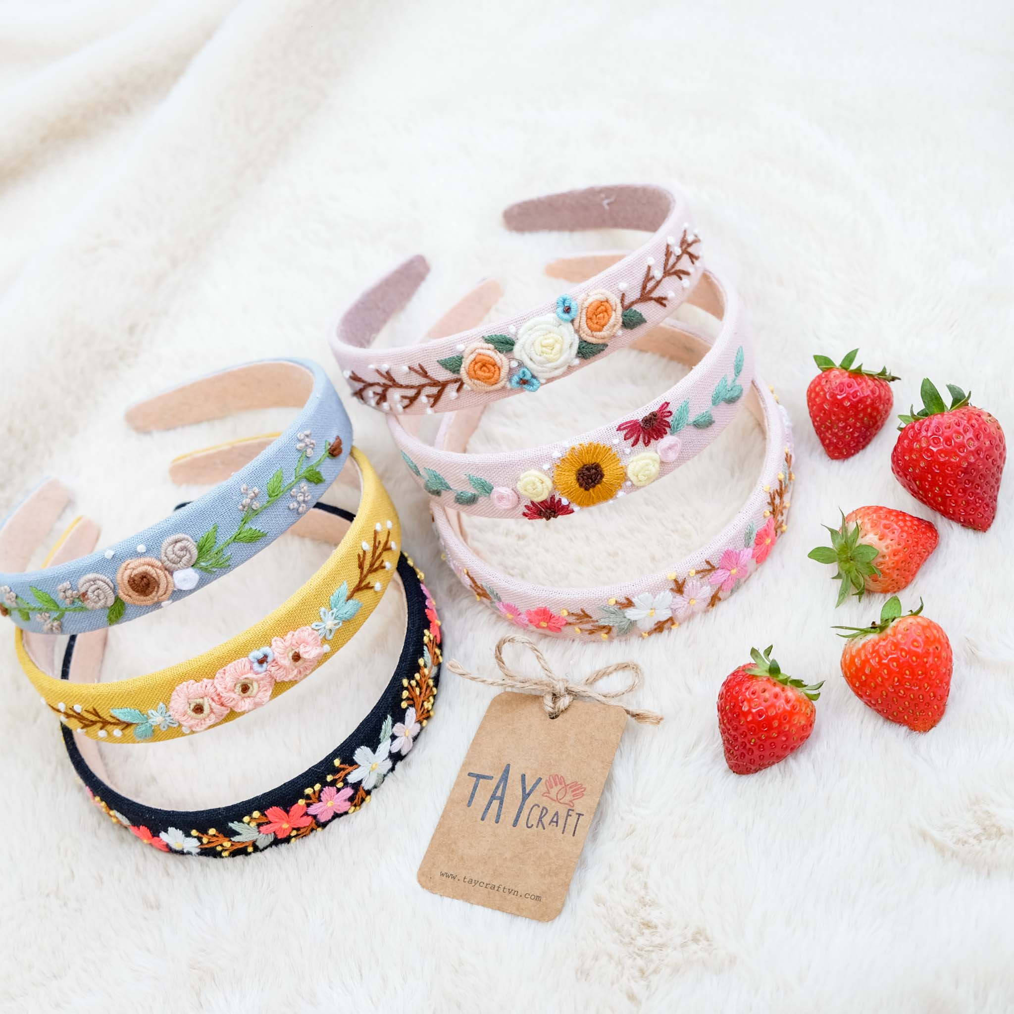 Handmade embroidery linen bandeau (2.5cm)