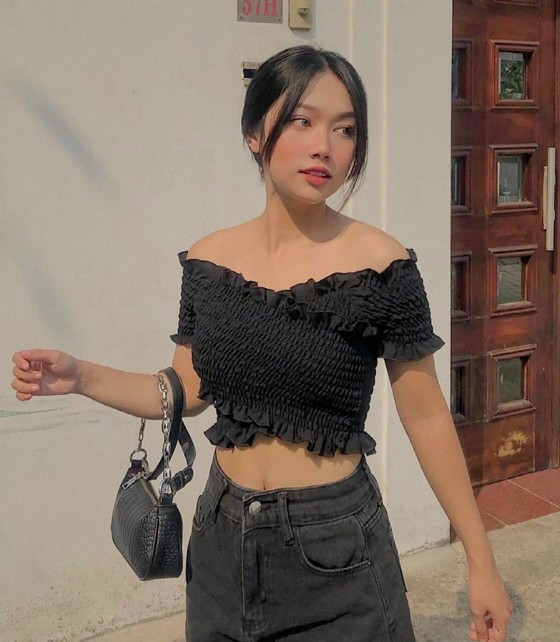 Áo Voan Nhún Toàn Thân Đắp Chéo Tay Ngắn Thời Trang TTSLA0550