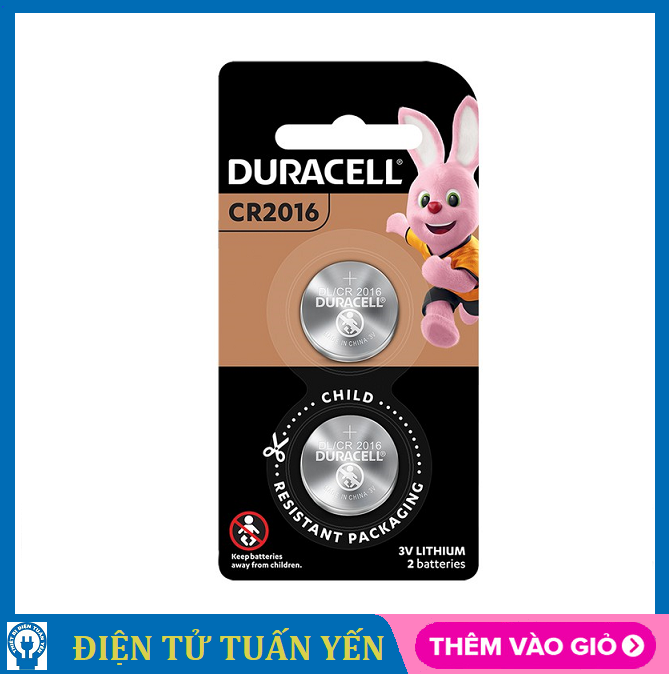 Pin nút áo cr2016 duracell 3v lithium - hàng chính hãng