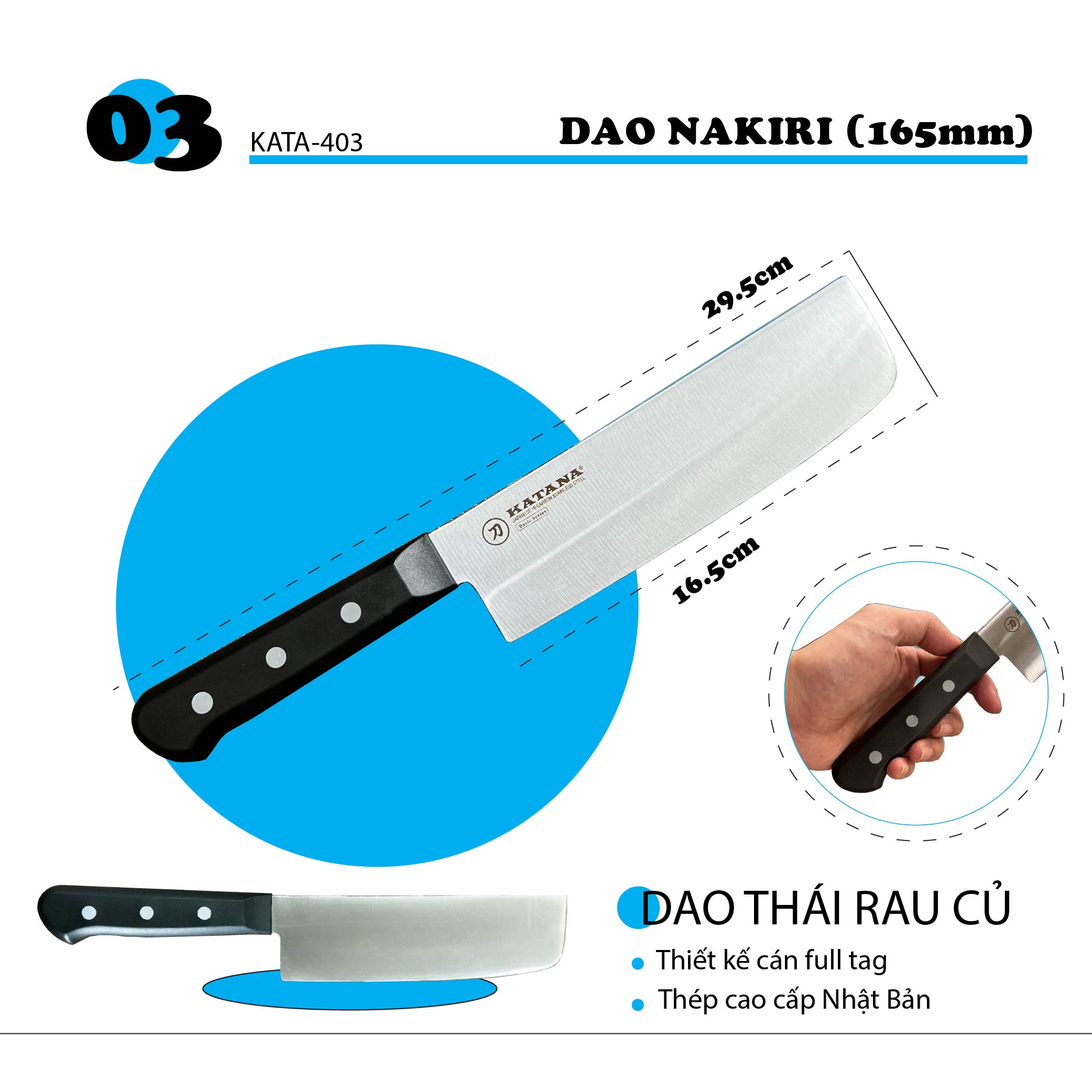Bộ 5 chiếc dao bếp cao cấp KATANA Basic - Set 5 KATASET5 đa năng - Thái thịt cá (5 chiếc)