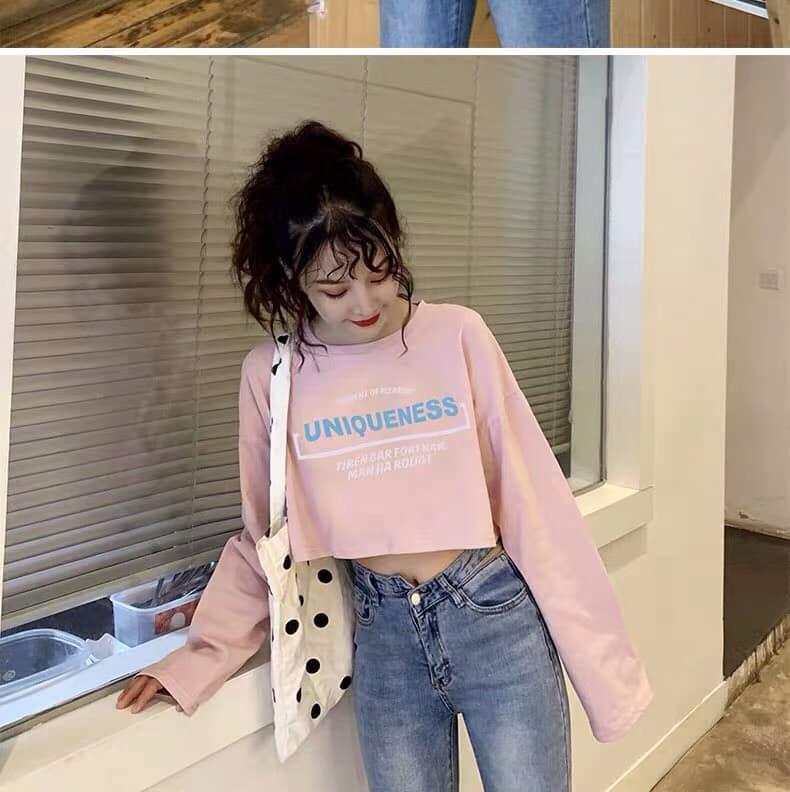 Áo croptop nữ in hình UNIQUENESS cực hot