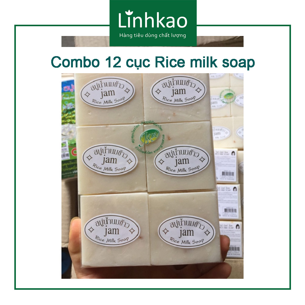 Lốc 12 cục Xà phòng cám gạo Thái Lan Jam Rice Milk