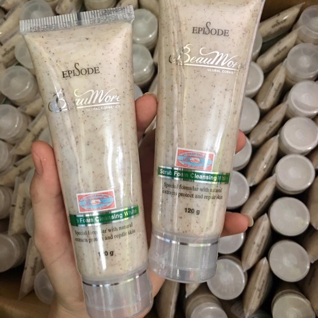 Sữa rửa mặt hạt mơ - beaumore scrub foam cleansing white