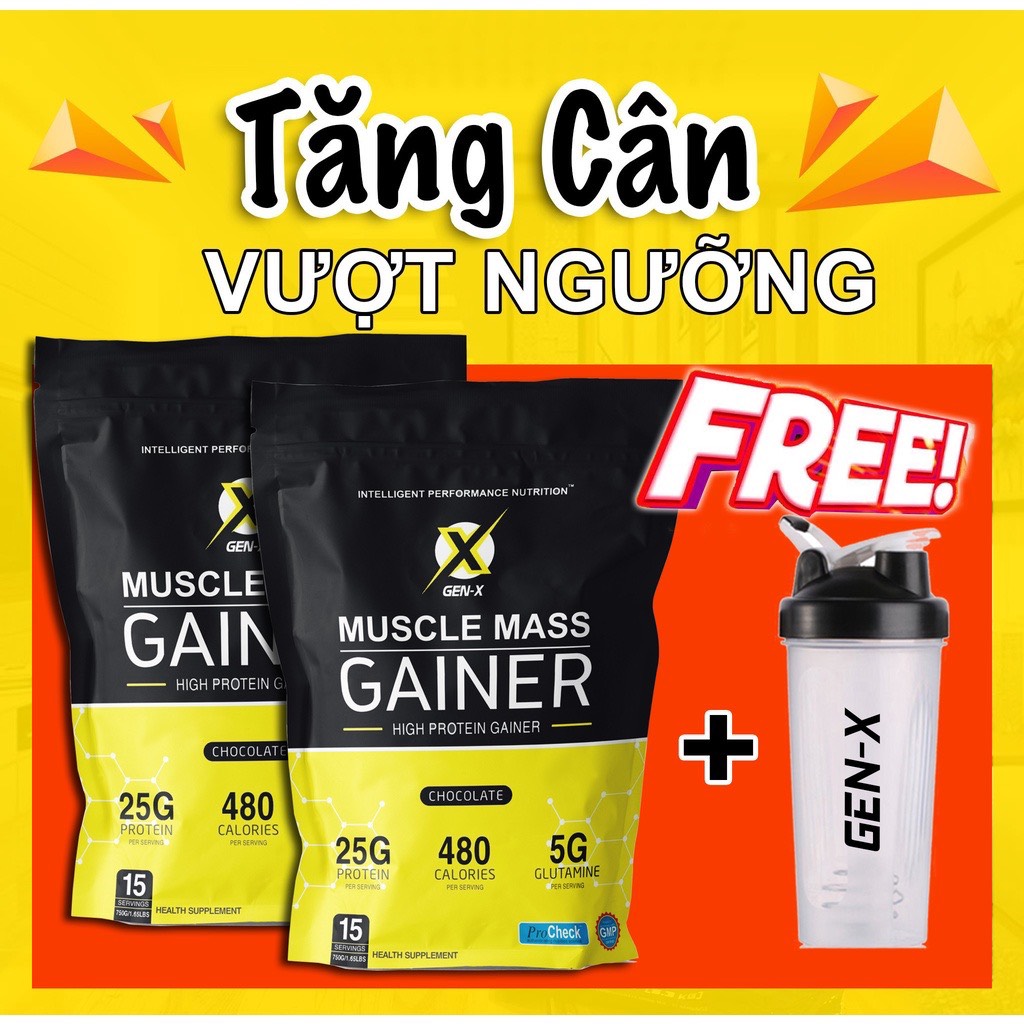 [COMBO 2 TÚI+TẶNG BÌNH] Sữa Tăng Cân Muscle Mass Gainer GenX (1,5Kg)
