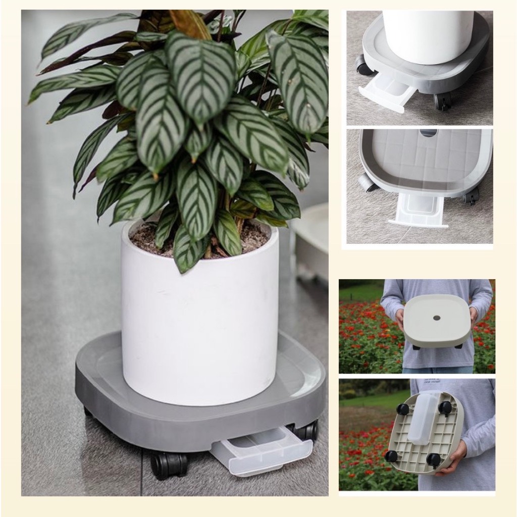 Kệ đế để chậu hoa cây cảnh 33cm có bánh xe di chuyển khay hứng nước thừa