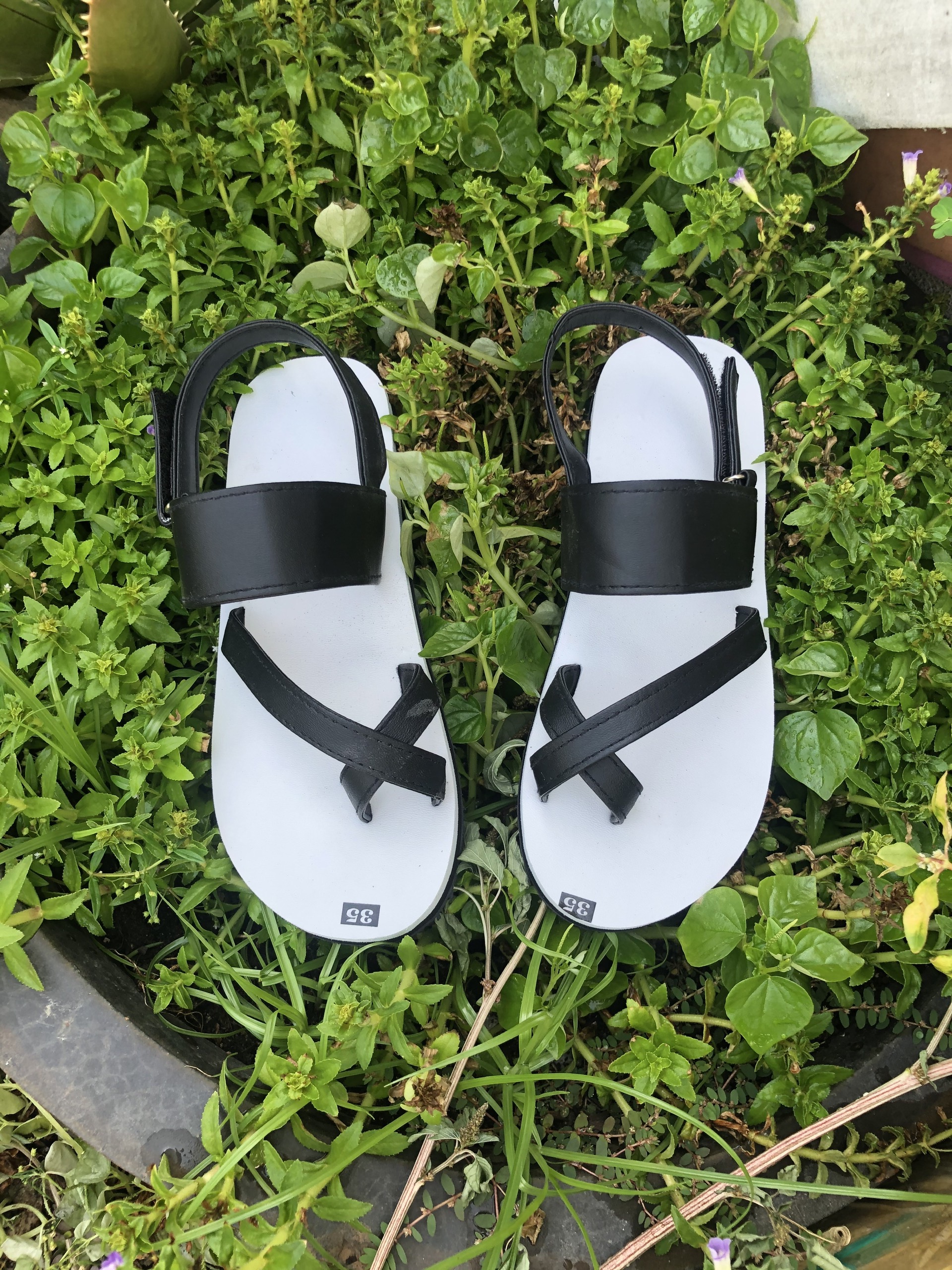 sandal chíp chíp (sandal nam nữ đế trắng quai đen )