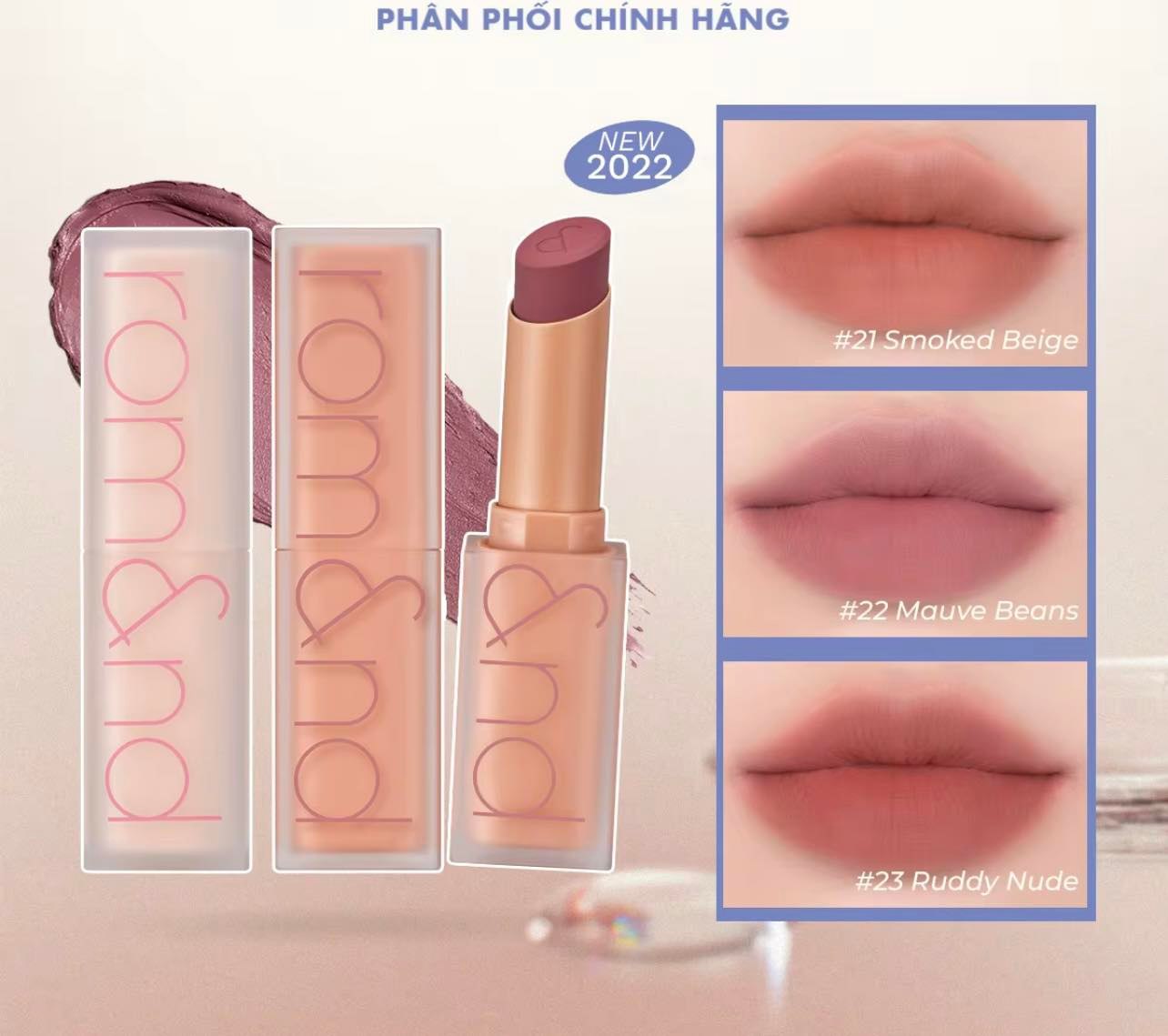 Son Thỏi Siêu Lì Cao Cấp Hàn Quốc Romand New Zero Matte Lipstick 3g [NEW] [MUTERAL NUDE]