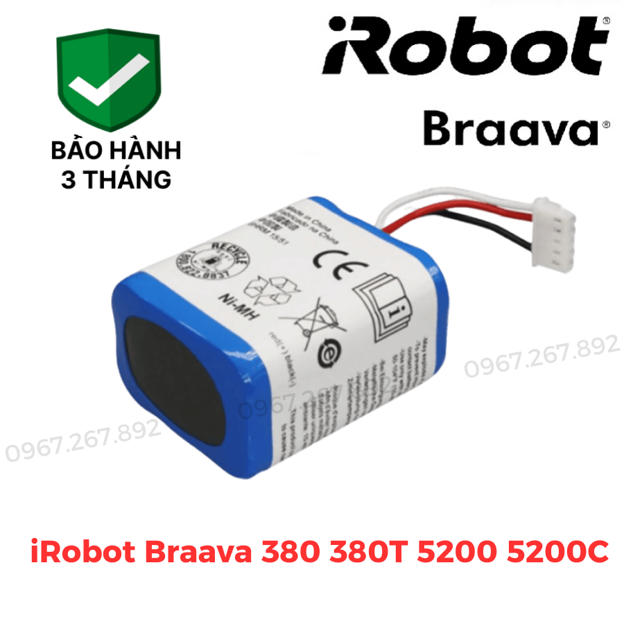 Replacement battery for robot vacuum cleaner iRobot Braava 380 381t 5200 5200c series