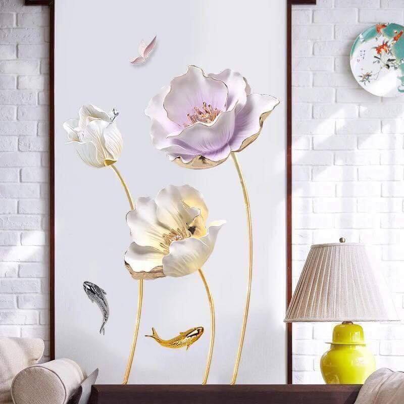 Decal dán tường mẫu sen đá bản to