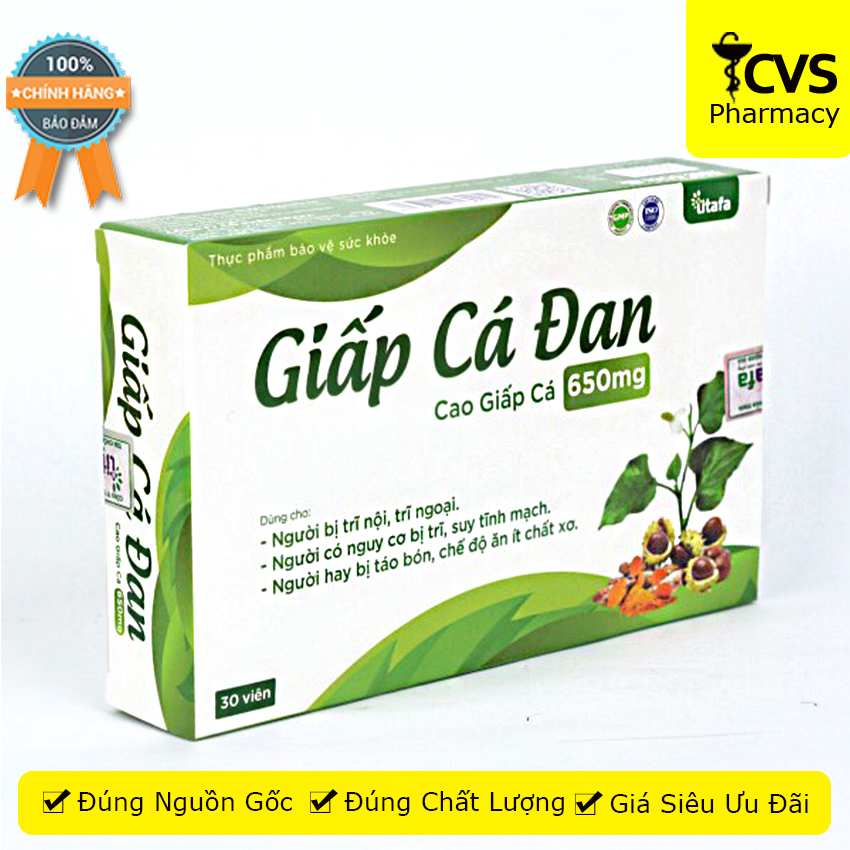 [HCM]Giấp Cá Đan - Hộp 30 viên uống hỗ trợ nhuận tràng bền thành mạch hạn chế các biến chứng của trĩ - cvspharmacy