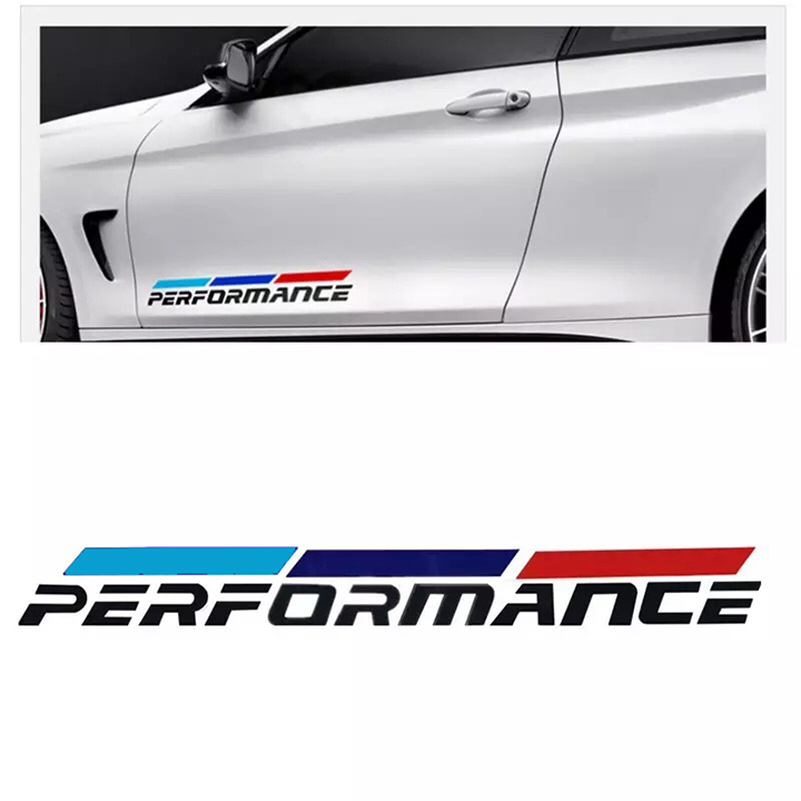 [HCM]Bộ 2 Tem dán cửa xe ô tô Performance 02 (trắng)