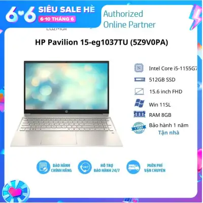 [VOUCHER 1.5 TRIỆU] Laptop HP Pavilion 15-eg1037TU (5Z9V0PA)/ VÀNG/ Intel Core i5-1155G7 (up to 4.5Ghz, 8MB)/ RAM 8GB/ 512GB SSD/ Intel Iris Xe Graphics/ 15.6inch FHD/ 3Cell/ Win 11SL/ 1Yr