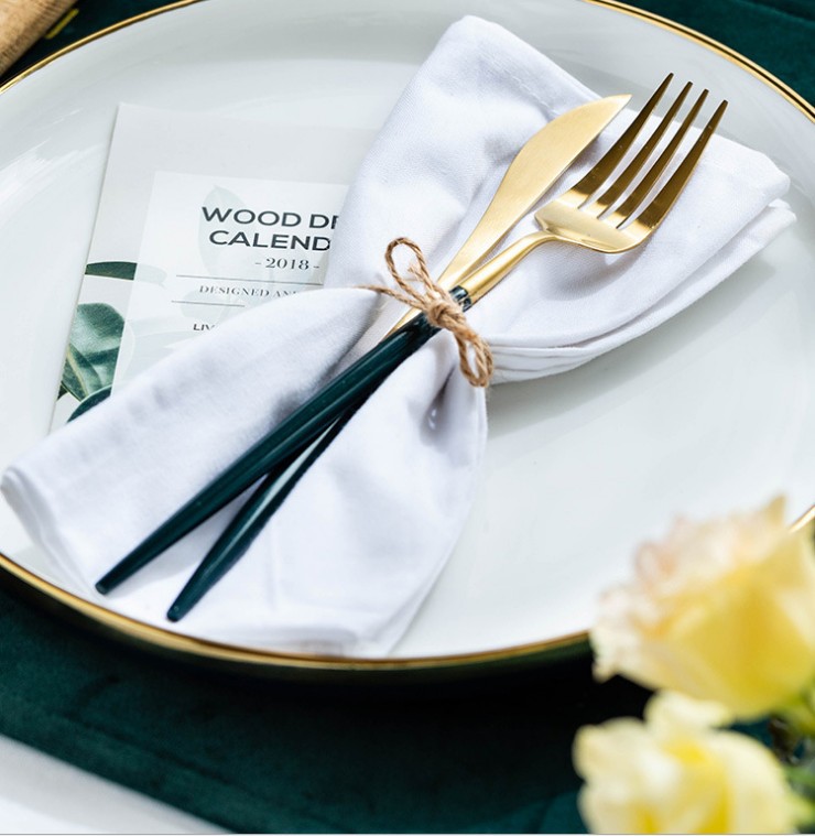 Bộ đồ ăn bít tết inox mạ vàng cao cấp Yeahcook