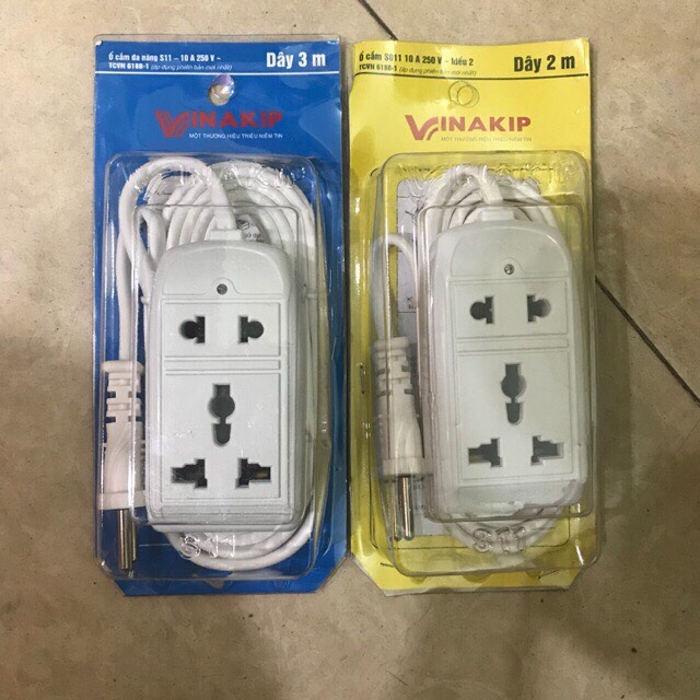Ổ cắm vinakip du lịch  2 ngả liền dây ( ổ cắm phượt )