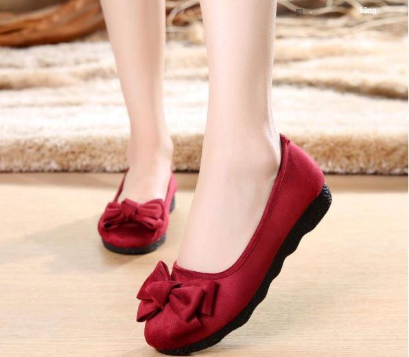 Giày búp bê gắn nơ điệu dà dành cho nữ