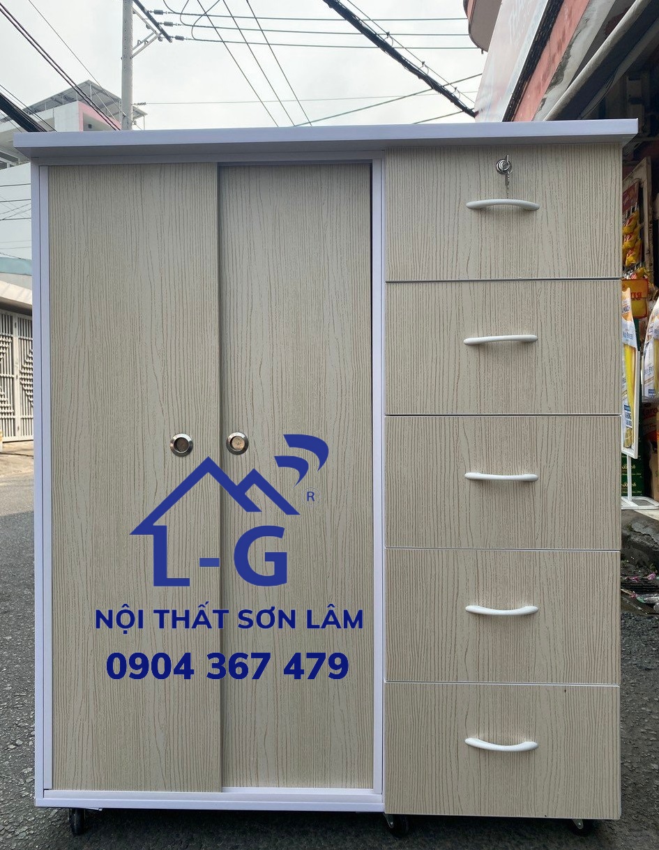TỦ NHỰA 2 CỬA LÙA+ 5 HỘC KÉO