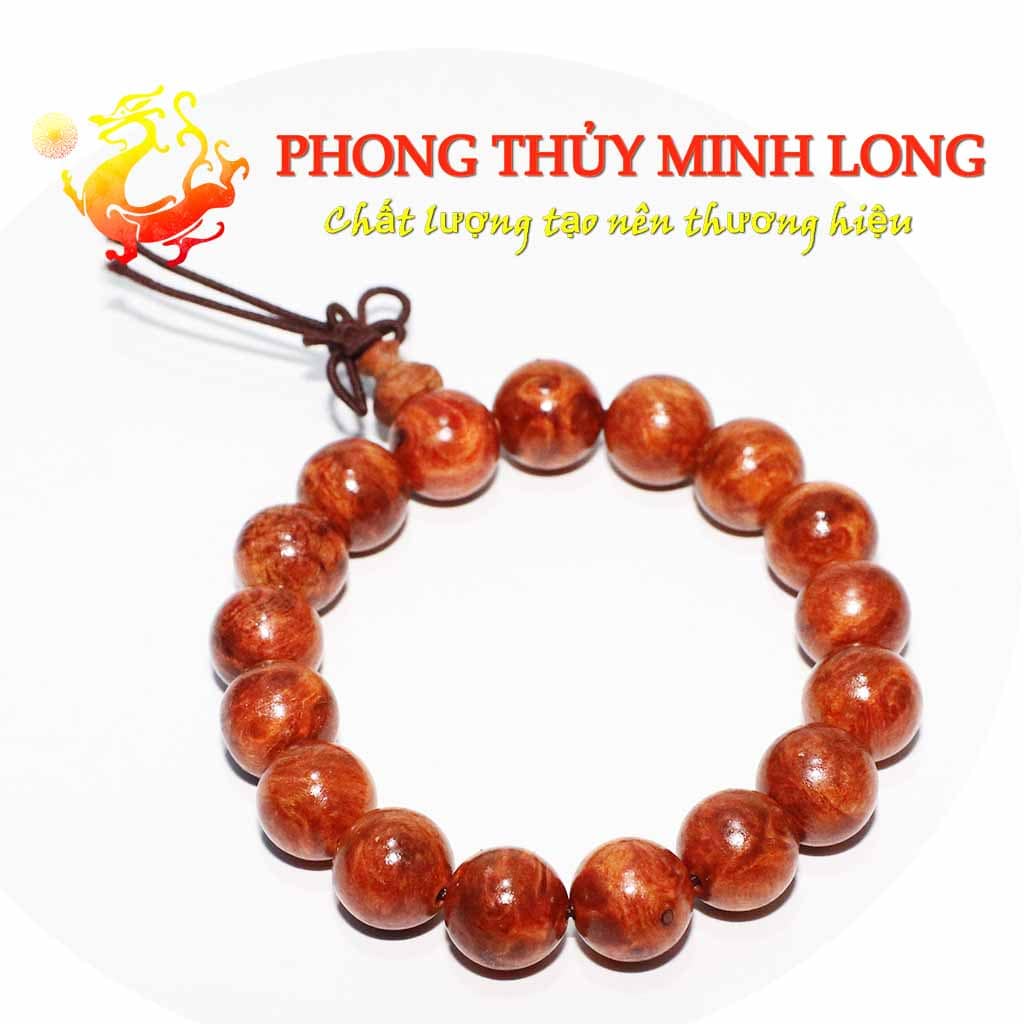Vòng gỗ nu huyết rồng siêu đẹp size 14 ly hạt tròn