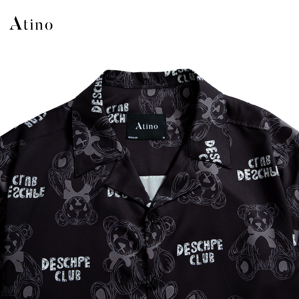 Áo sơ mi cộc tay nam BEAR ATINO vải lụa form regular SM0210