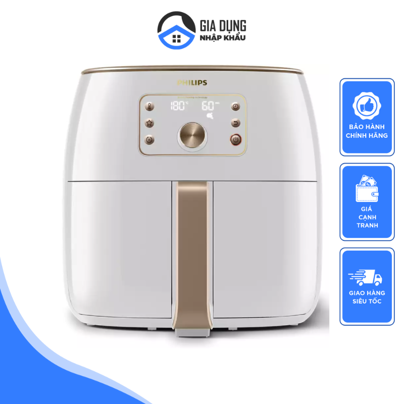 Nồi chiên không dầu philips hd9870/20, dung tích 7.4l, công nghệ rapid air, công suất 2225w, nhập khẩu thổ nhĩ kỳ, bảo hành 12 tháng