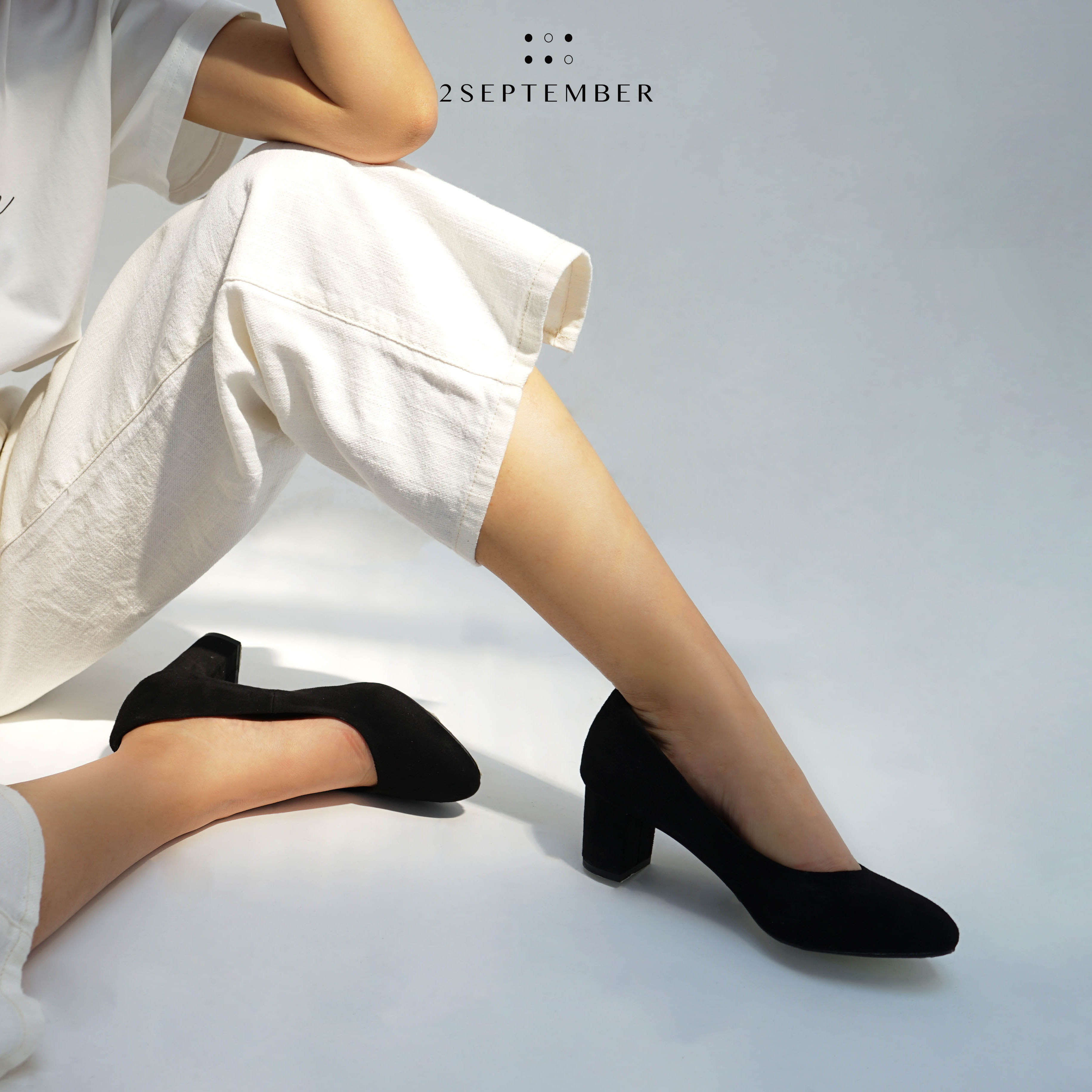 [HCM]Giày cao gót 5cm mũi tròn 2September Katy Black