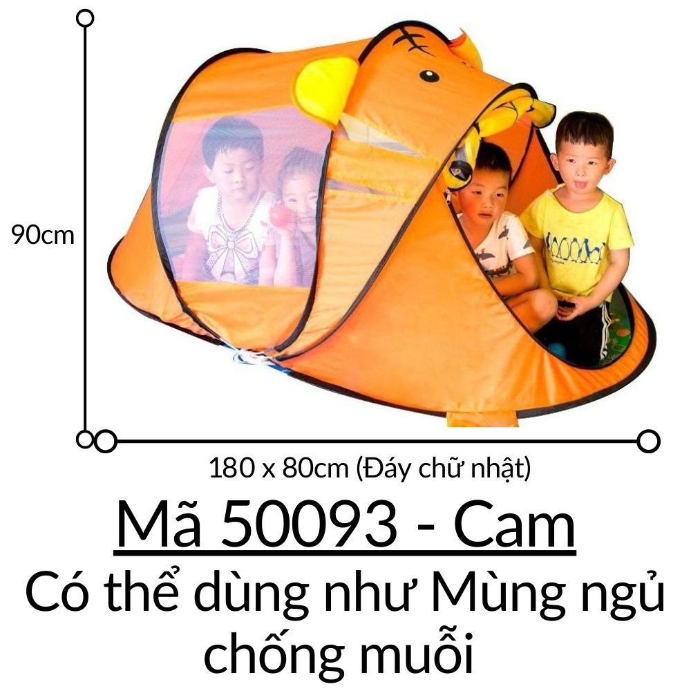 Lều chơi cho bé kiểu cắm trại gấp gọn tự bung Quây banh Nhà bóng khung kim loại vải dù mã 50093