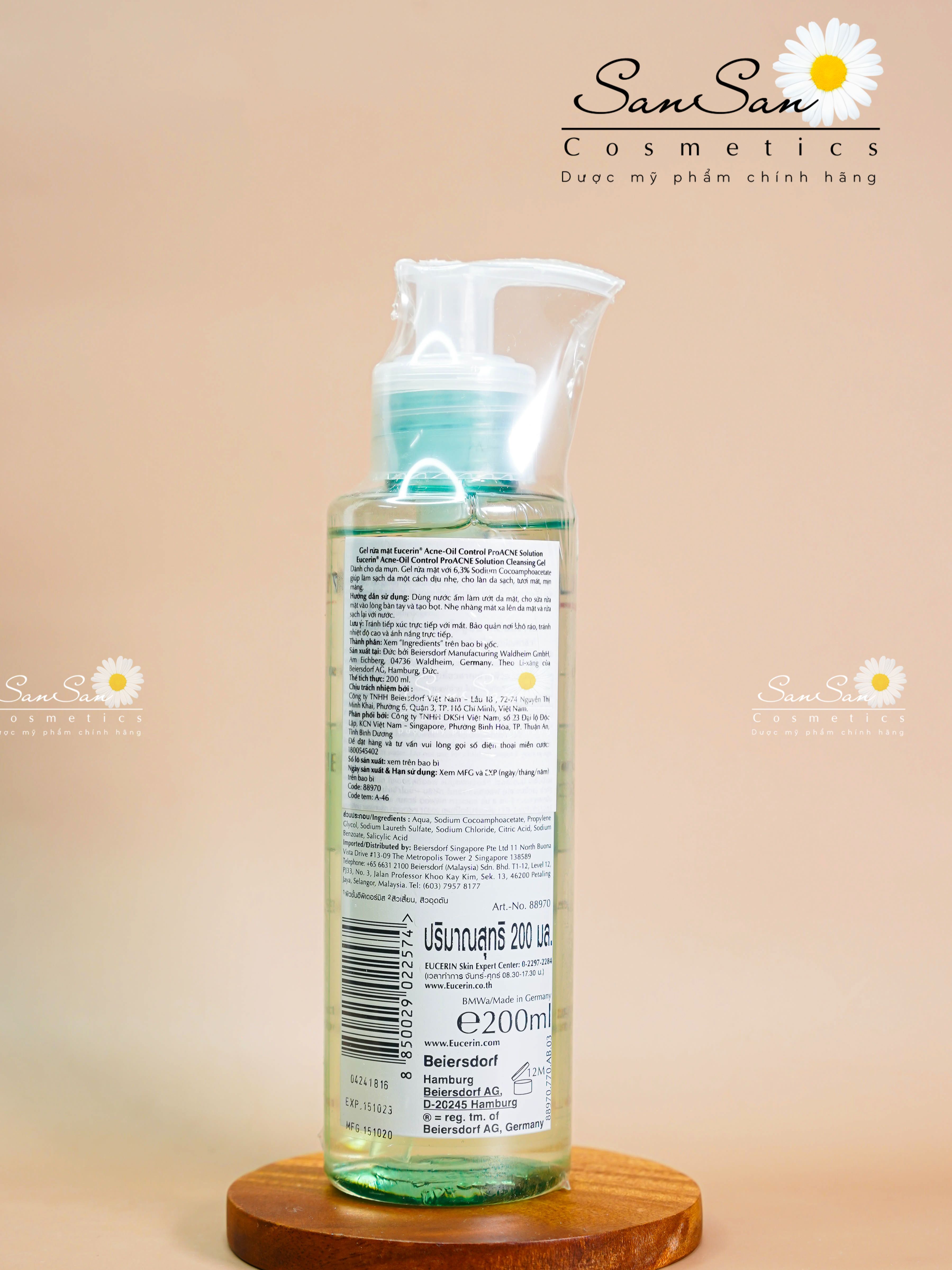Sữa Rửa Mặt Eucerin Cho Da Dầu Mụn- Eucerin Pro ACNE Solution Cleansing Gel 200ml Acne Oil Control Proacne