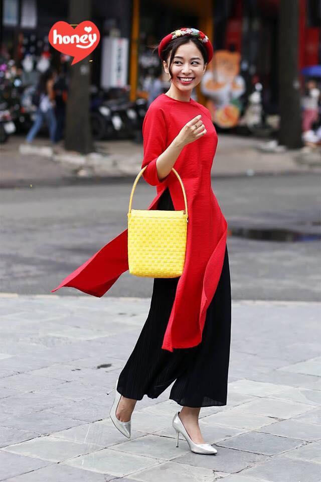 Sét Bộ Áo Dài Cách Tân Có Kèm Quần Lụa Duyên Dáng Thanh Lịch Lễ Chùa Du Xuân Tết 2020 (Đỏ, Hồng)_cam kết chất lượng y hình