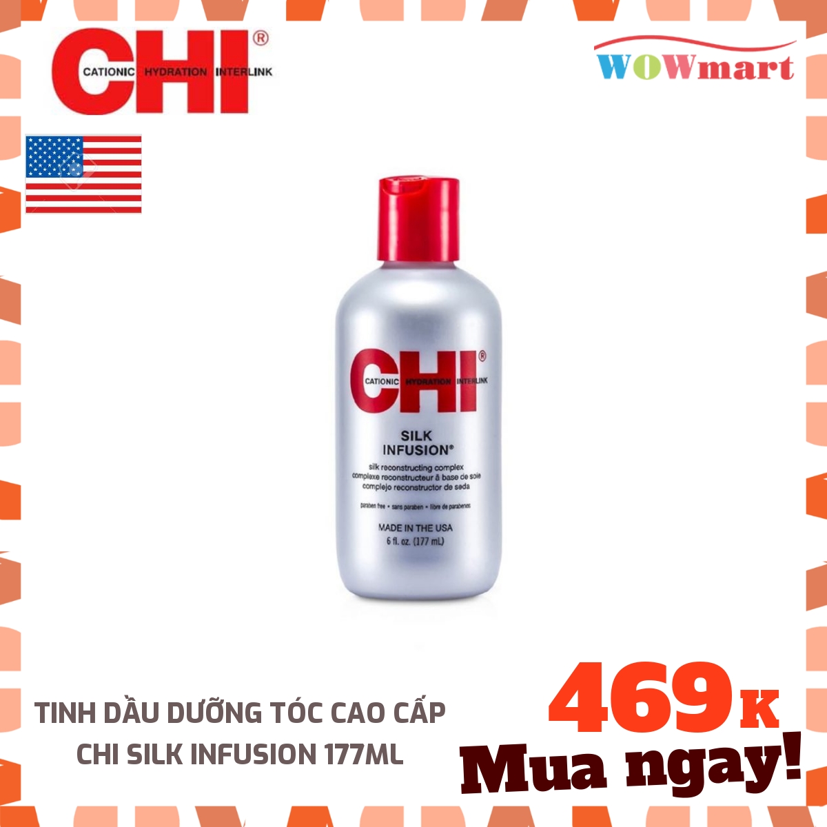 [HCM]Tinh dầu dưỡng tóc cao cấp CHI INFRA Silk Infusion 177ml