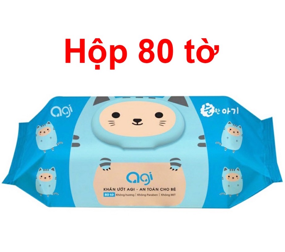 Combo 5 Gói Khăn ướt Agi không mùi 80 tờ (Hàng công ty, bao bì mẫu mới)