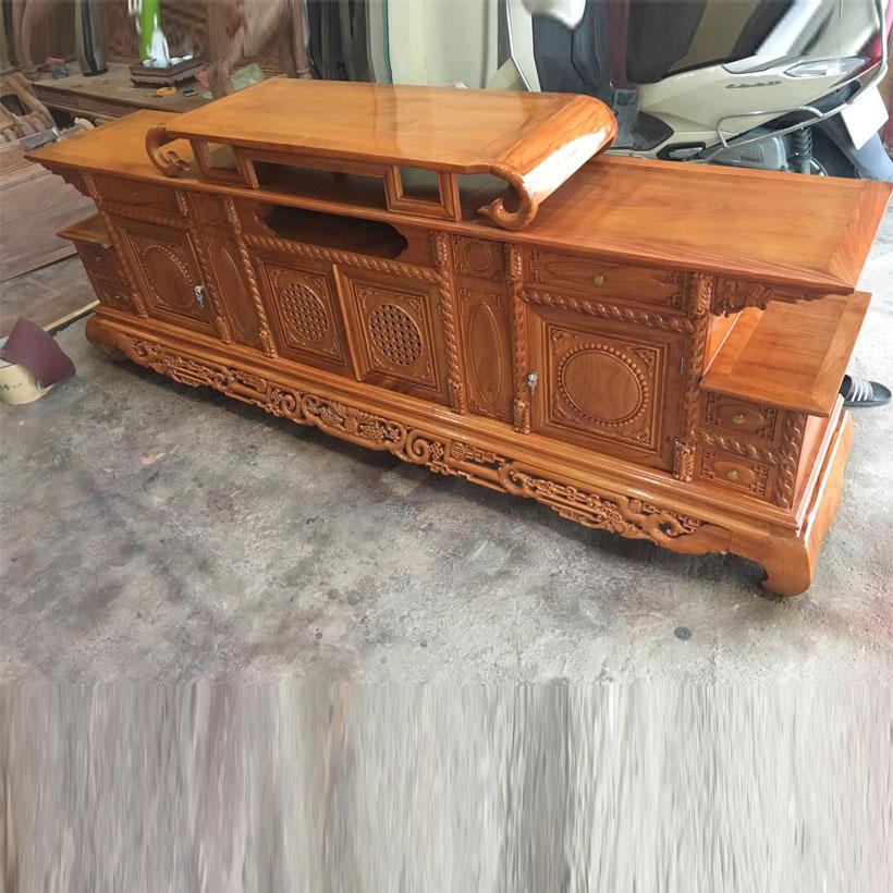 [Trả góp 0%] Kệ  Để Tivi Gỗ Gỏ Đỏ Hiện Đại 2m4