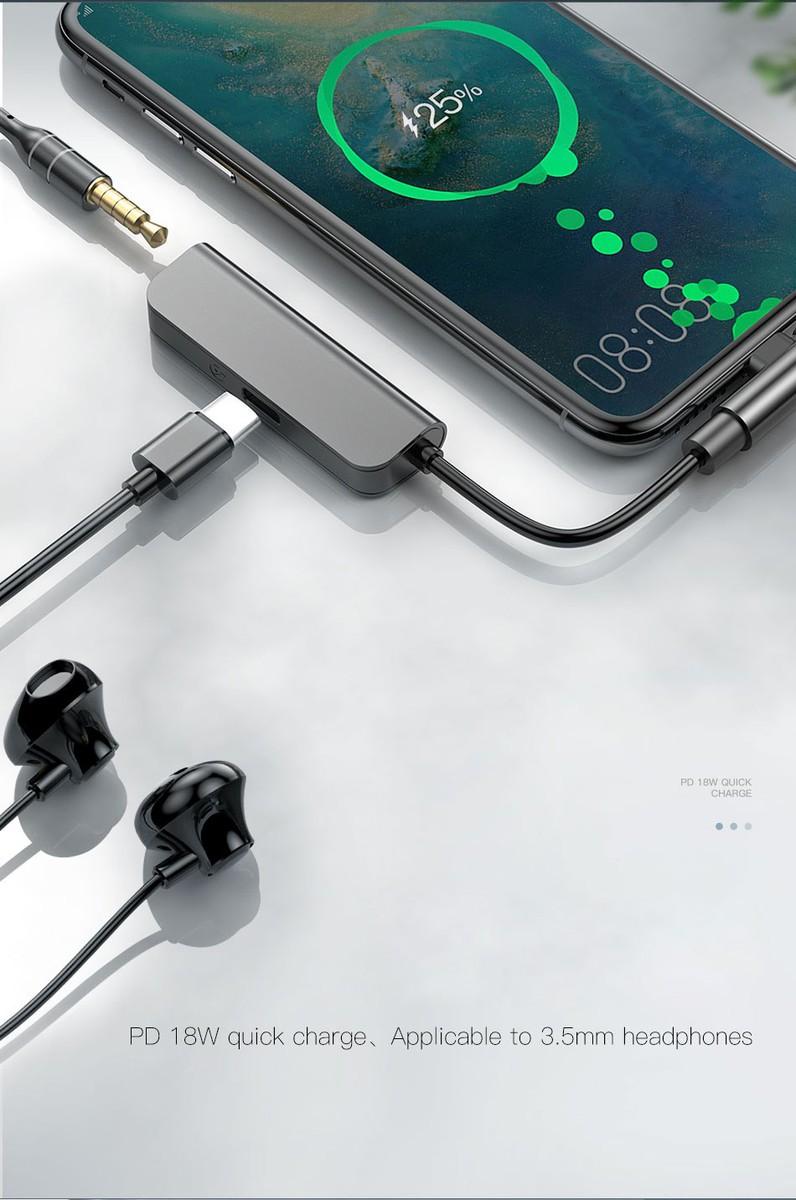 Cáp chuyển đổi Type-C to Type-C + Audio 3.5mm Baseus L53