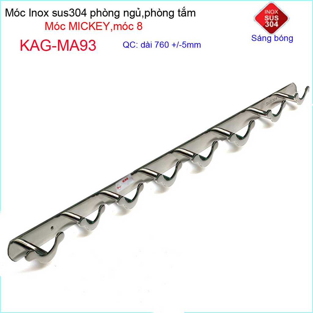 [HCM]Móc mickey treo quần áo móc treo inox 304 cao cấp dày móc Inox Kace 8 móc treo đồ nhà tắm KAG-MA93