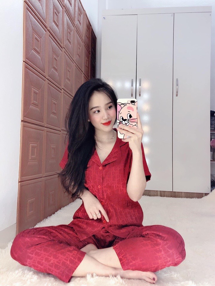bộ lụa gấm tay ngắn quần dài, bộ đồ sau sinh