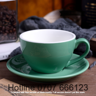 Ly Sứ Cafe Cappuccino 220ml màu xanh lá ( ly và muỗng không kèm theo đĩa )