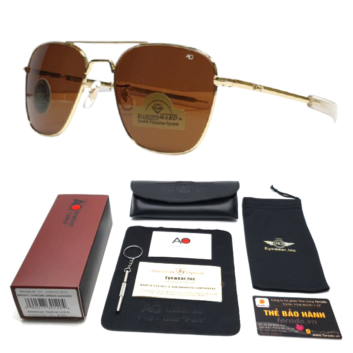 kính mắt AO American Pilot ,kính cơn AO hàng cao cấp tròng thủy tinh chống UV 400