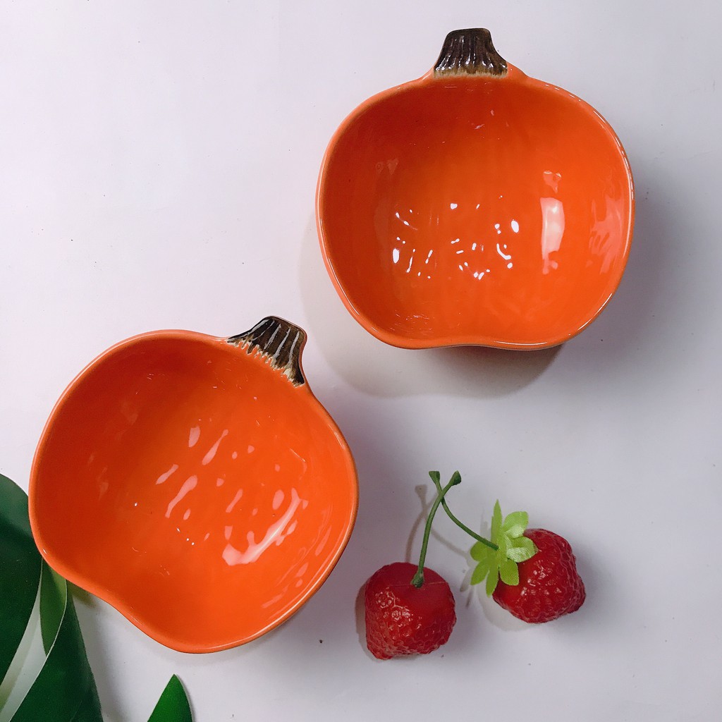 Bát Sứ Ăn Dặm Cao Cấp Bí Đỏ Cam Sâu Lòng - Dahamart Siêu Thị Ăn Dặm