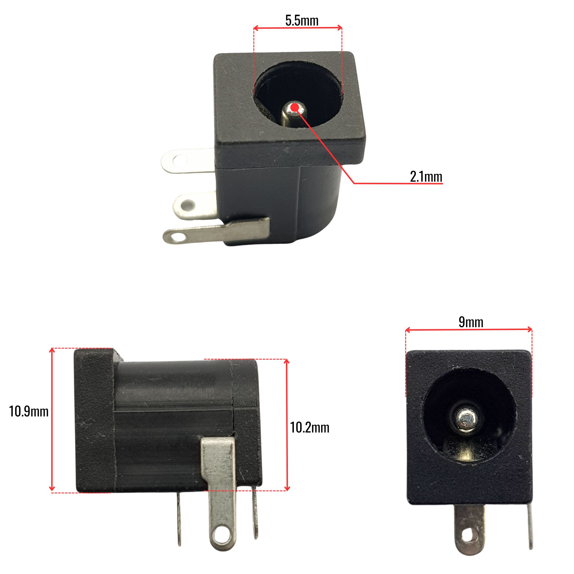 Bộ 10 Jack nguồn DC cái 5.5x2.1mm
