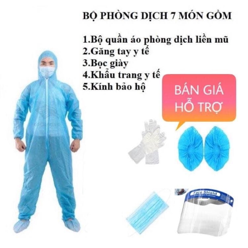 BỘ ĐỒ BẢO HỘ 7 MÓN, BỘ ĐỒ Y TẾ