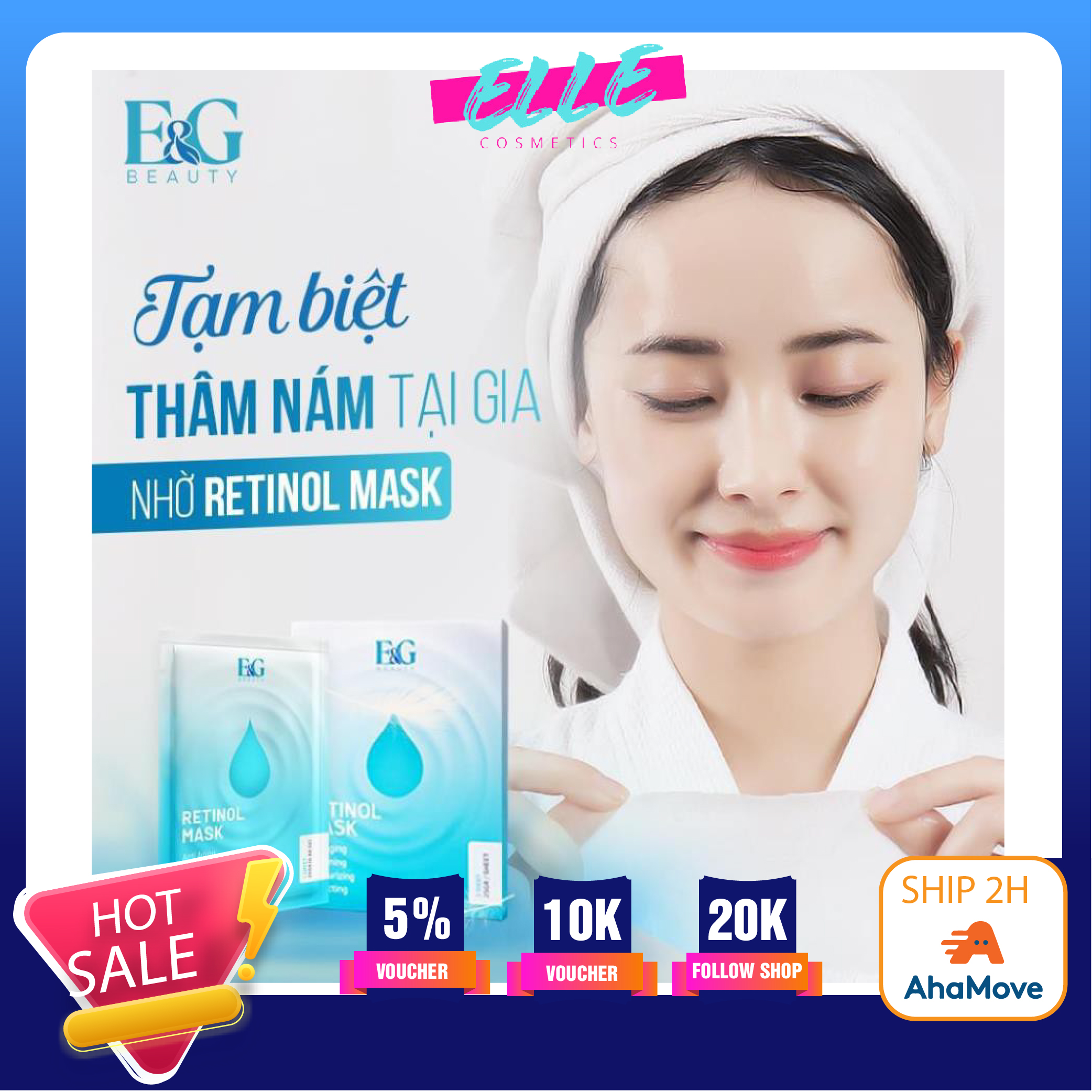 Mặt nạ Retinol E&G beauty trắng da, trẻ hóa làn da chính hãng hộp 3 miếng